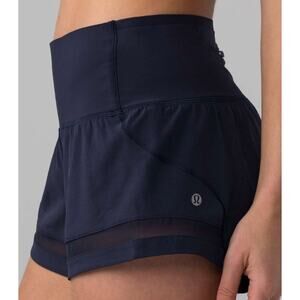 1876 Lululemon Pace Perfect Short (3") Midnight Navy Sz 8 *LOGO FADE